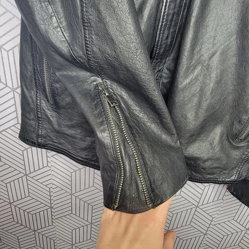 MAURITIUS LEATHER MEN'S GOEFF LAMB LEATHER ZIP-FRONT TRUCKER JACKET - Picture 7 of 16